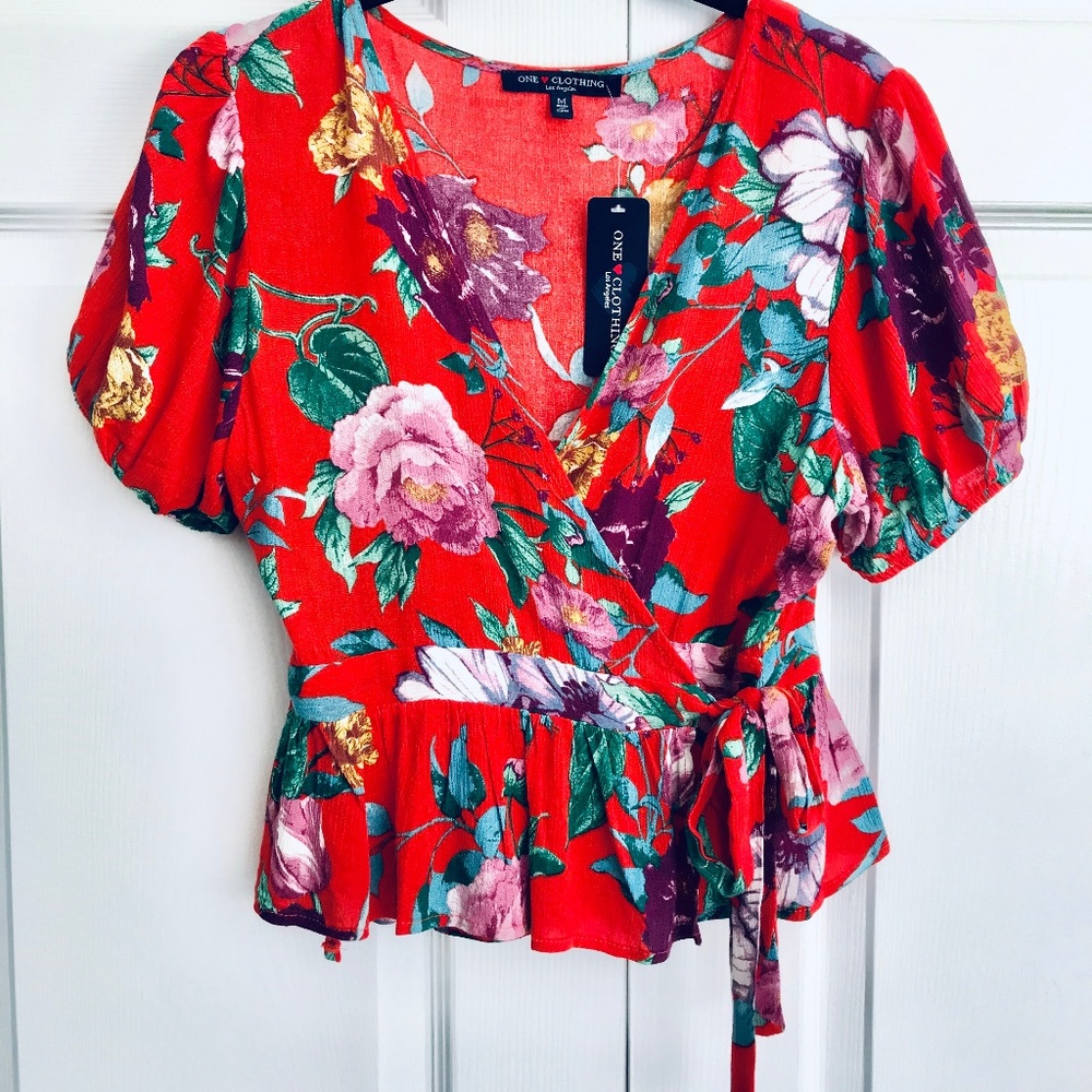 One Clothing/ Short sleeve wrap blouse